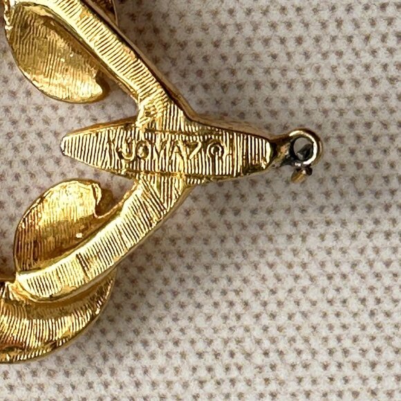 Vintage Jomaz Gold Heart Pendant 1.5" Joseph Mazer - Picture 2 of 5